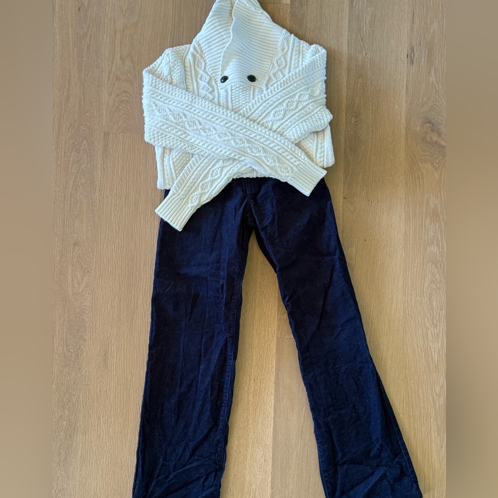 Janie and Jack Cream Sweater and Navy Pants Set